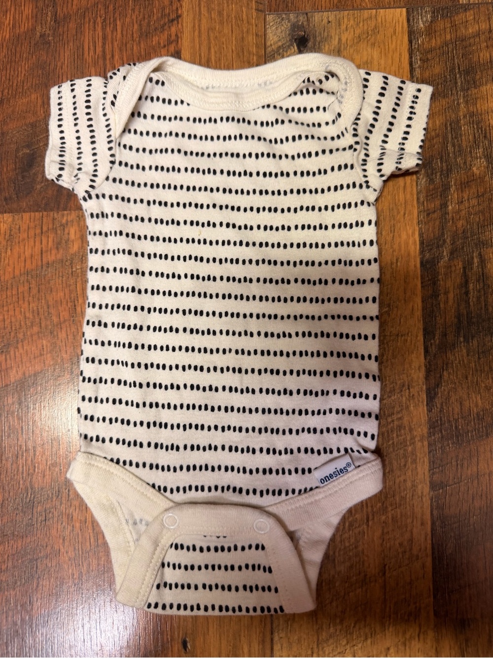 Gerber Short-Sleeve One-Piece in Cream with Black Dot Stripe